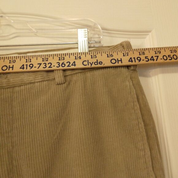Brooks Brothers Hudson Corduroy pants mens 35x30 khaki tan flat front dress - Picture 3 of 7